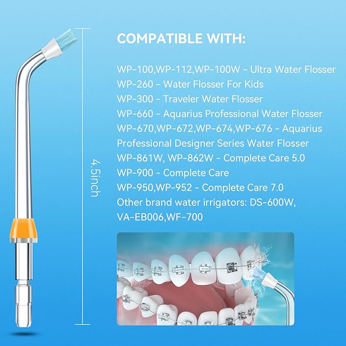 Replacement Tips for Waterpik Water Flosser, Plaque Seeker Replacement Tips Compatible with Waterpik Water Flossers, Plaque Remove Brisles Tips(6-Pack)