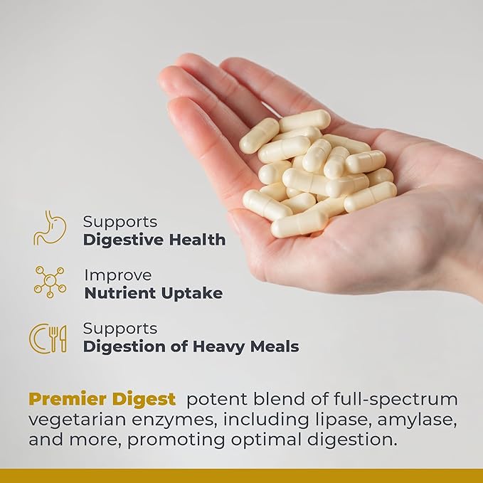 Premier Research Labs: Active Digestive Enzymes with Probiotic and Prebiotics | Promotes Full-Spectrum Digestive Support - with Amylase, Protease & Lipase, 60 Plant-Sourced Capsules