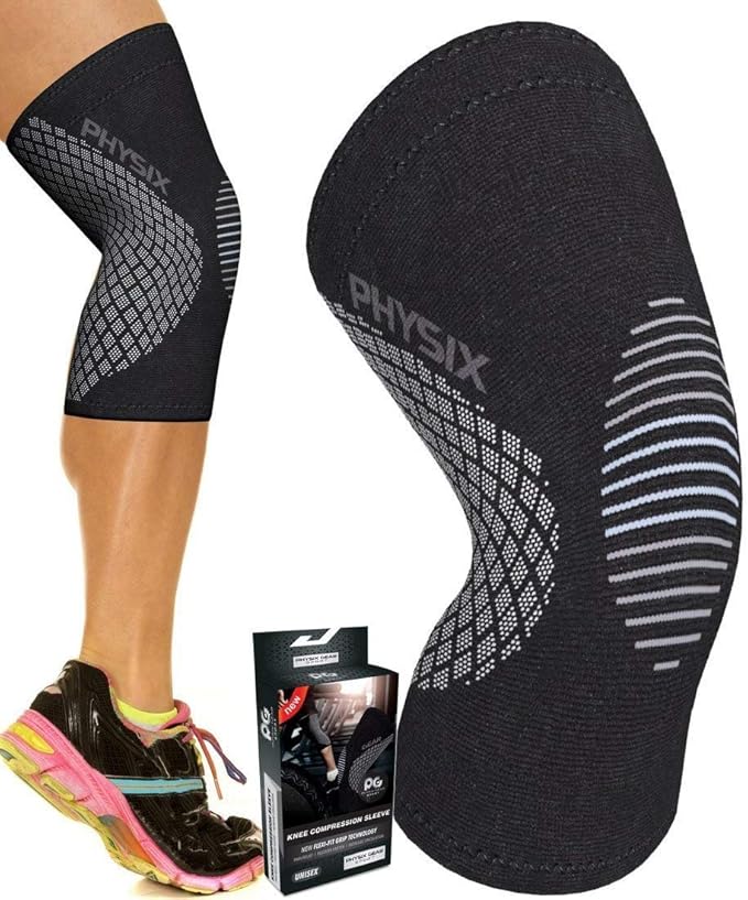 Physix Gear Knee Compression Sleeve for Men & Women - Best Compression Knee Brace for Walking, Running, Gym, Basketball, W...