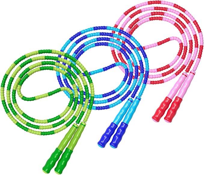 Leeboom Jump Rope, Adjustable Length Tangle-Free Segmented Soft Beaded Skipping Rope, Fitness Jump Rope for Kids, Man, and...