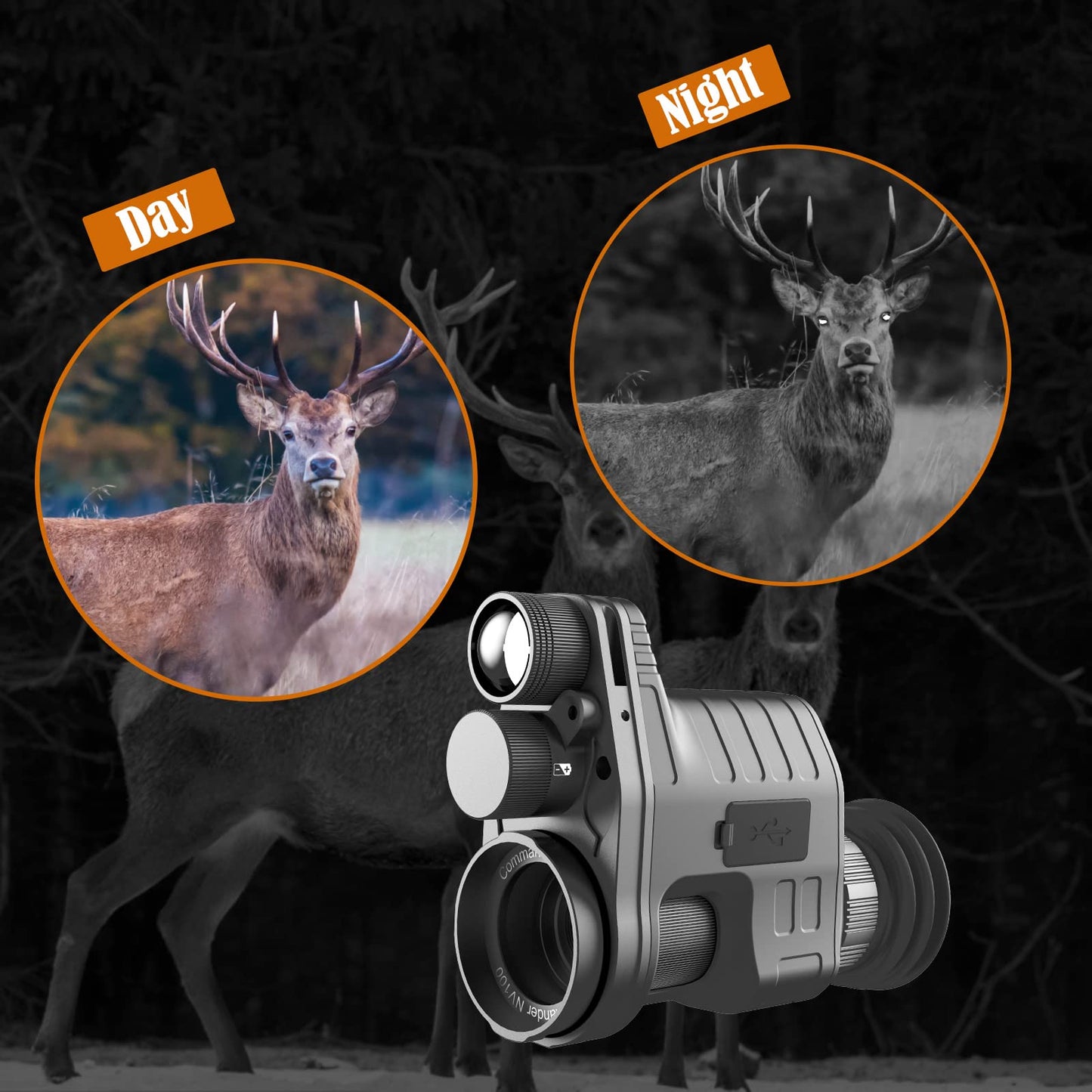 oneleaf.ai Commander NV100 HD Night Vision Goggle - Clip-on Monocular for Hunting, Black, Aluminum