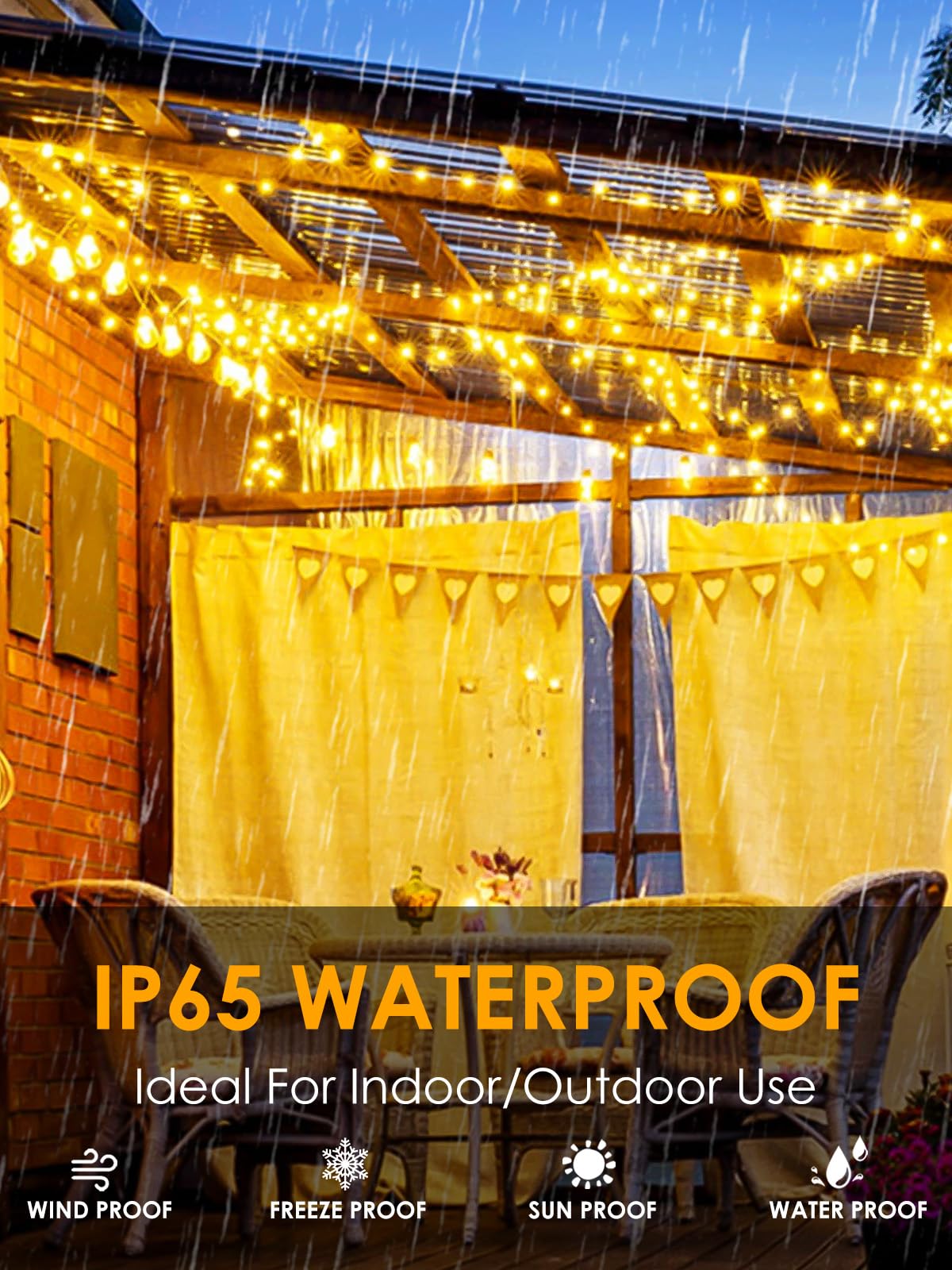 EXF 4-pack Solar String Lights, 400LED 132FT, Waterproof, 8 Modes, Green Wire, Warm White