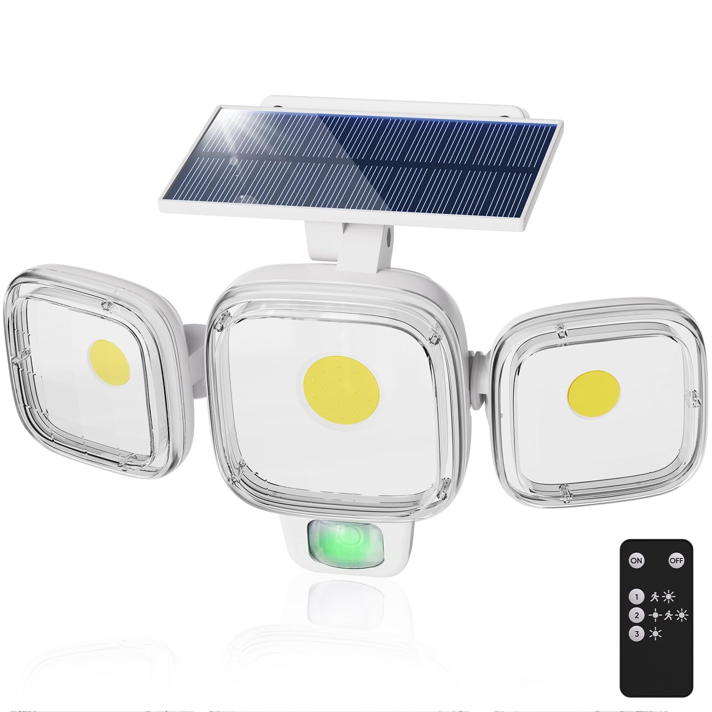 CINOTON Solar Motion Sensor LED Flood Light, Remote Control, IP65 Waterproof, 1 Pack, White-Cold White, Model STR-SO-0053