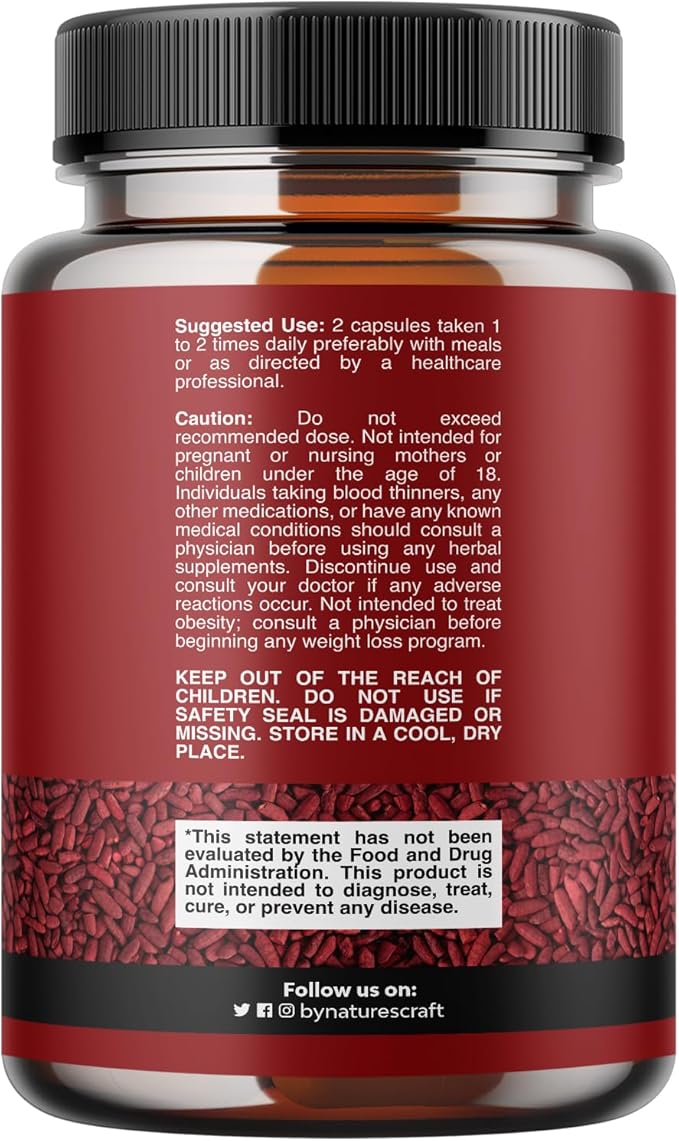 Red Yeast Rice with CoQ10 Supplement - Extra Strength Red Yeast Rice 1200 mg. Capsules with CoQ10 100mg Per Serving - Heart Health Supplement 3rd Party Tested Vegan Non-GMO & Citrinin-Free (1 Month)