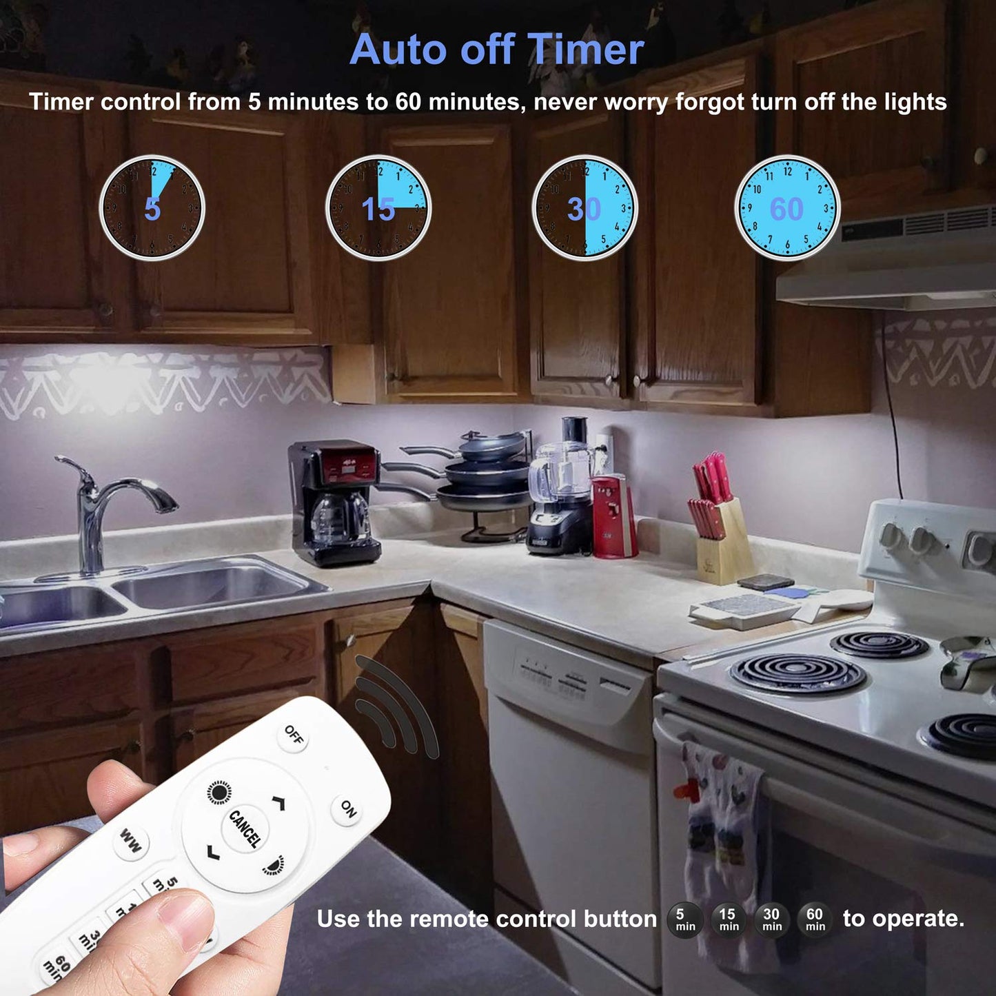 LDOPTO LED Under Cabinet Lights, Wireless Dimmable, Warm White, 6 Pack, Model UF13
