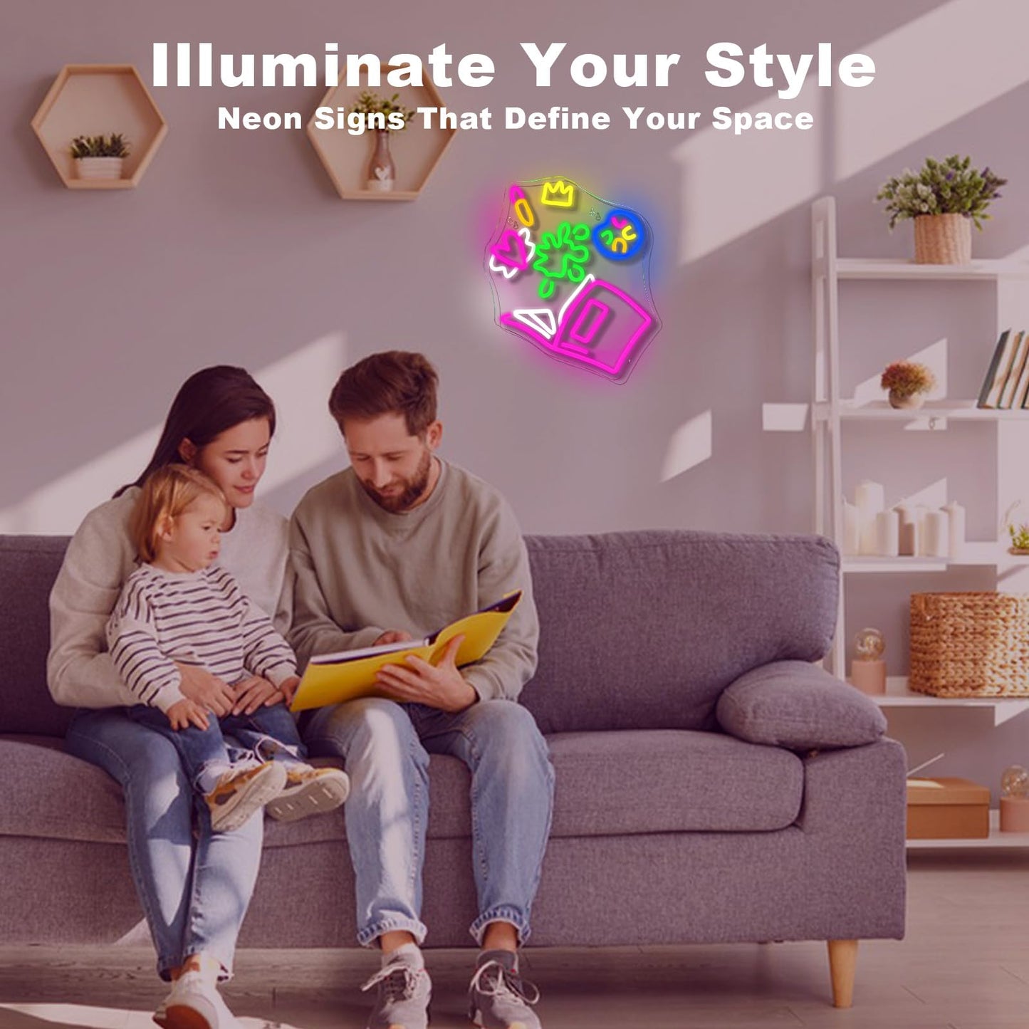 Magical Book Neon Sign  The Wonderful World Of Books Design  Usb Powered Dimmable  5V/2A  For Kids  Gift  Office  Bedroom  Reading Room  Kids Room  Classroom  Book Lover