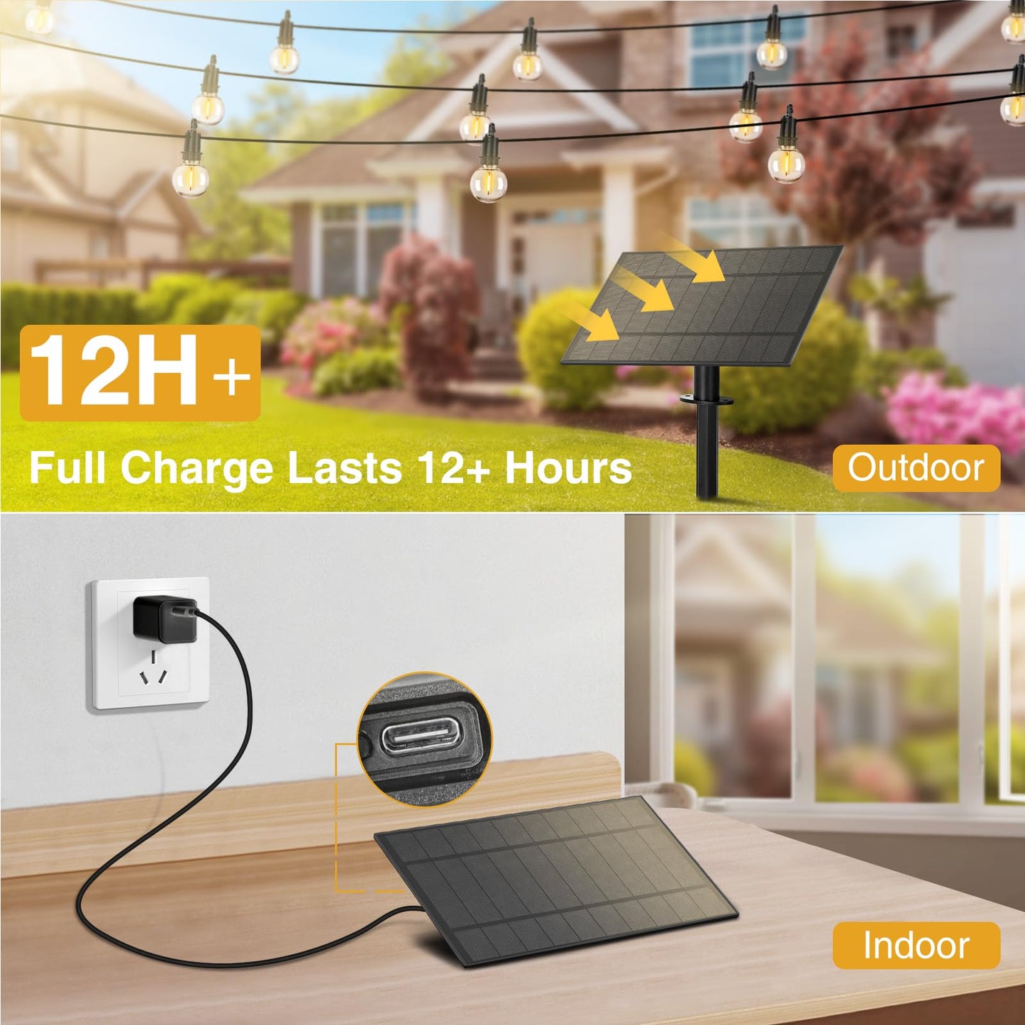 ZJOJO Solar String Lights 100FT with 30+2 Shatterproof Bulbs, Remote, USB Port, Waterproof, Black, Model ZJOJO