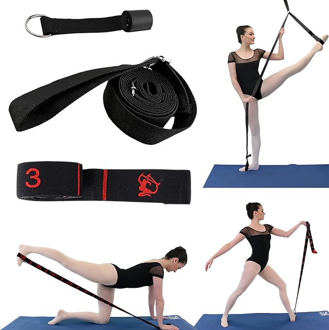 Danzcue Ballet Stretch Strap Set – Professional Dance Flexibility Trainer with Door Anchor, Extra Long Non-Slip Stretching...