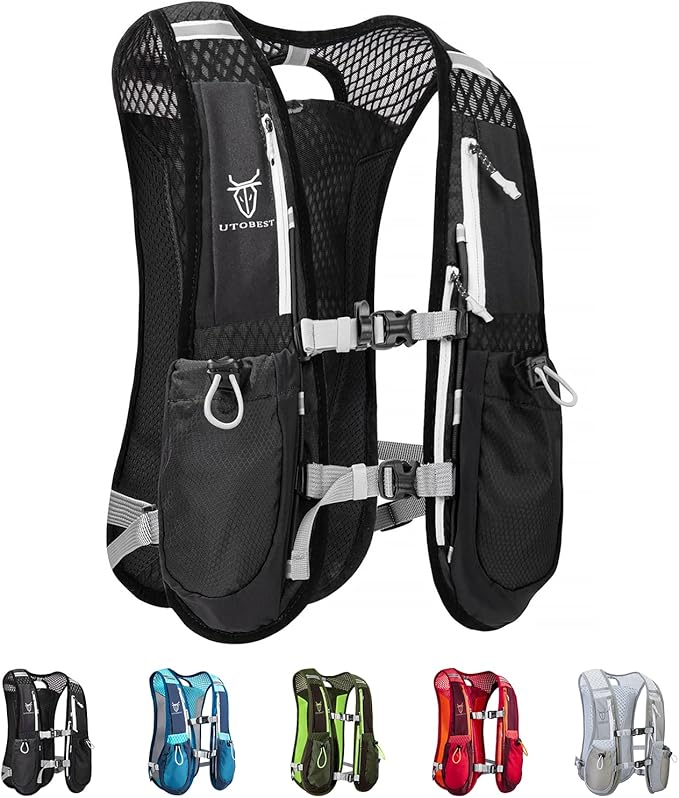 UTOBEST Running Vest, 5L Hydration Vest Lightweight, Breathable and Sweatproof Running Backpack, Adjustable Running Hydrat...