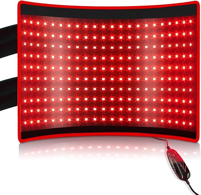 BestQool Red Light Therapy for Body, Dual Chip 660nm 850nm Red Near Infrared Light with Timer, Large Pads Belt Wearable Wr...