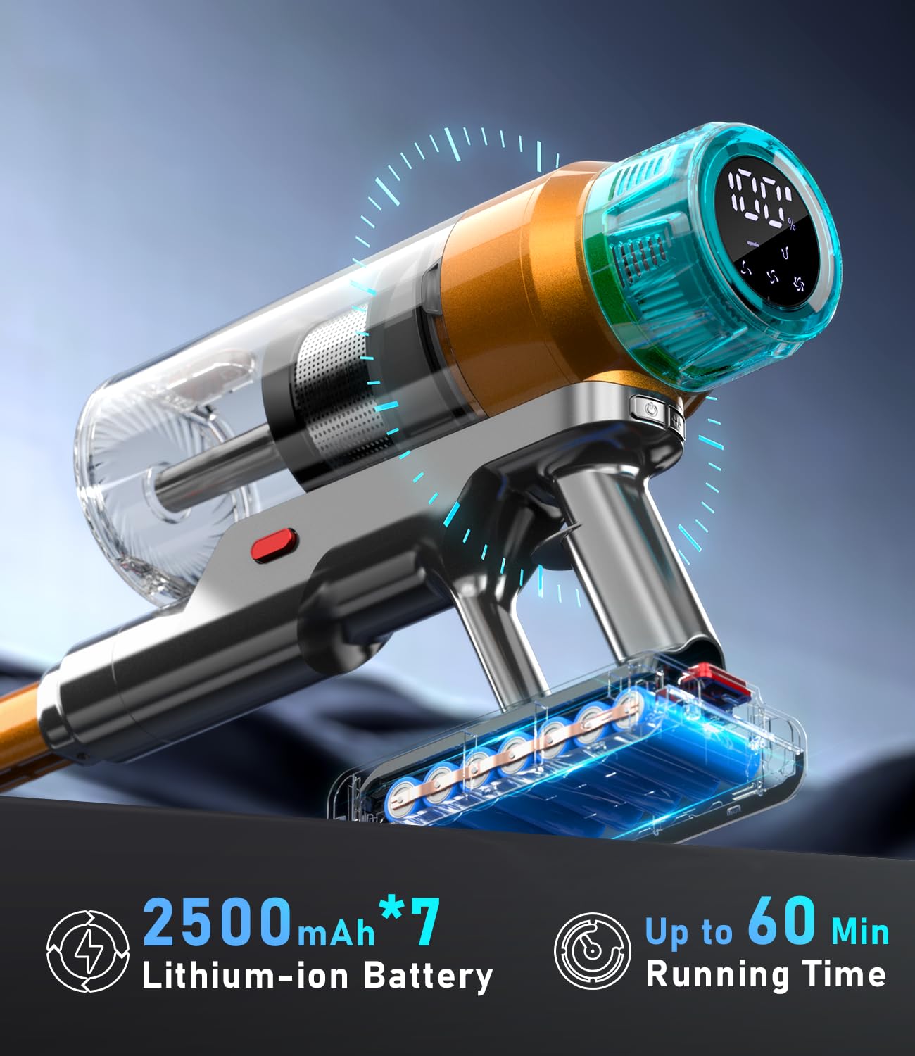 Mbyulo Cordless Vacuum Cleaner For Home 600W 55Kpa Upgraded Powerful Stick Vacuum Up To 60Mins, Anti-Tangle & Wall Mount Chargin