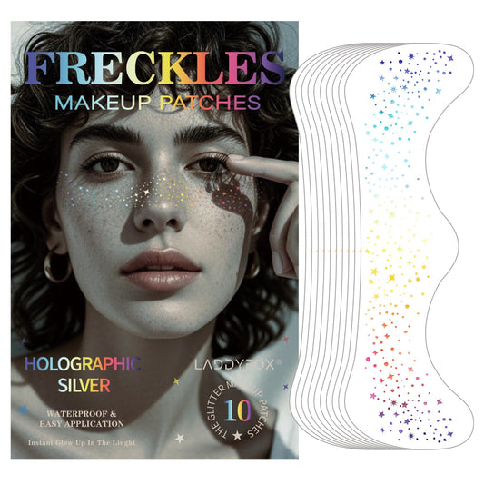 10 Pcs Face Holographic Laser Makeup Patches, Holographic Multichrome Glitter Freckles Face Tattoo, Glitter Freckles, Sparkle an