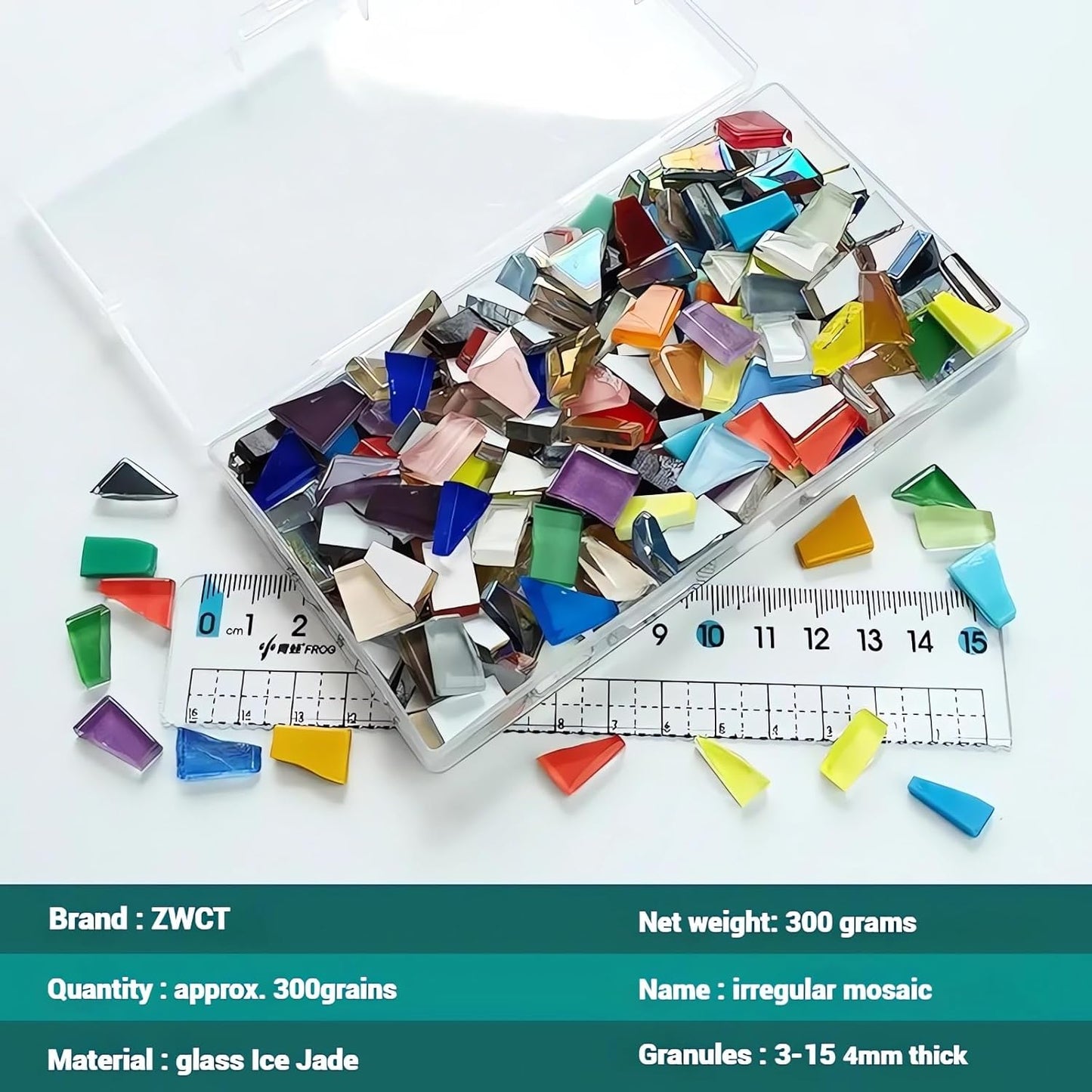 White Mixed Irregular Mosaic Glass Mosaic Tiles Pieces, 300 Grams Mosaic DIY Set Adult Mosaic Set, Mosaic Crafts Mosaic Making Supplies