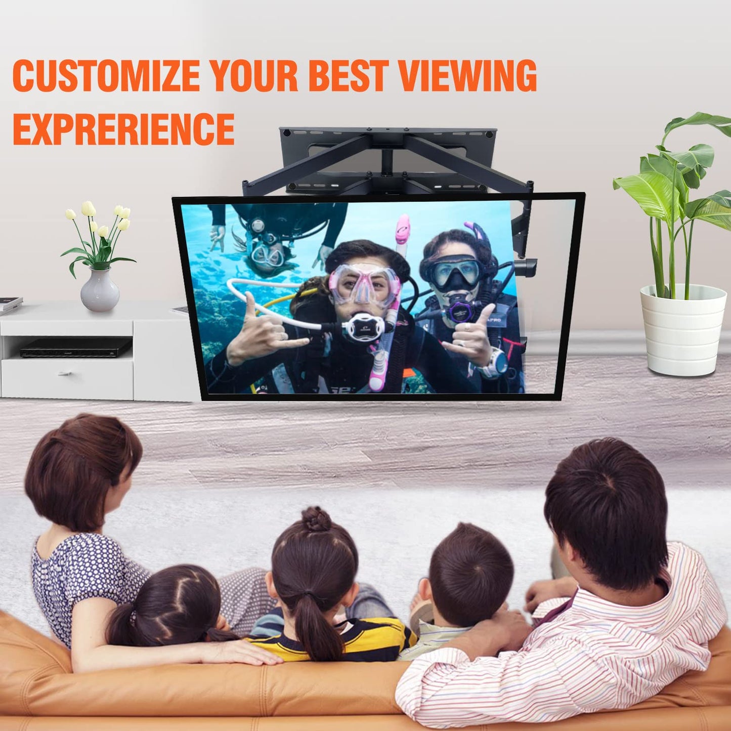 Heavy Duty Long Arm TV Wall Mount with 43" Dual Articulating Arms for Most 50-90 inch Screens, Full Motion TV Mount Swivel Tilt tv Bracket Holds 198lbs,16”,18”,24” Studs VESA 600x400MM FORGING MOUNT