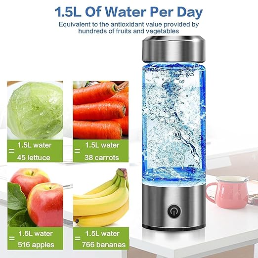 2024 Hydrogen Water Bottle, Hydrogen Water Bottle Generator, 2Min Quick Electrolysis, Suitable for Travel, Hydrogen Water Ionizer Machine, Large, White