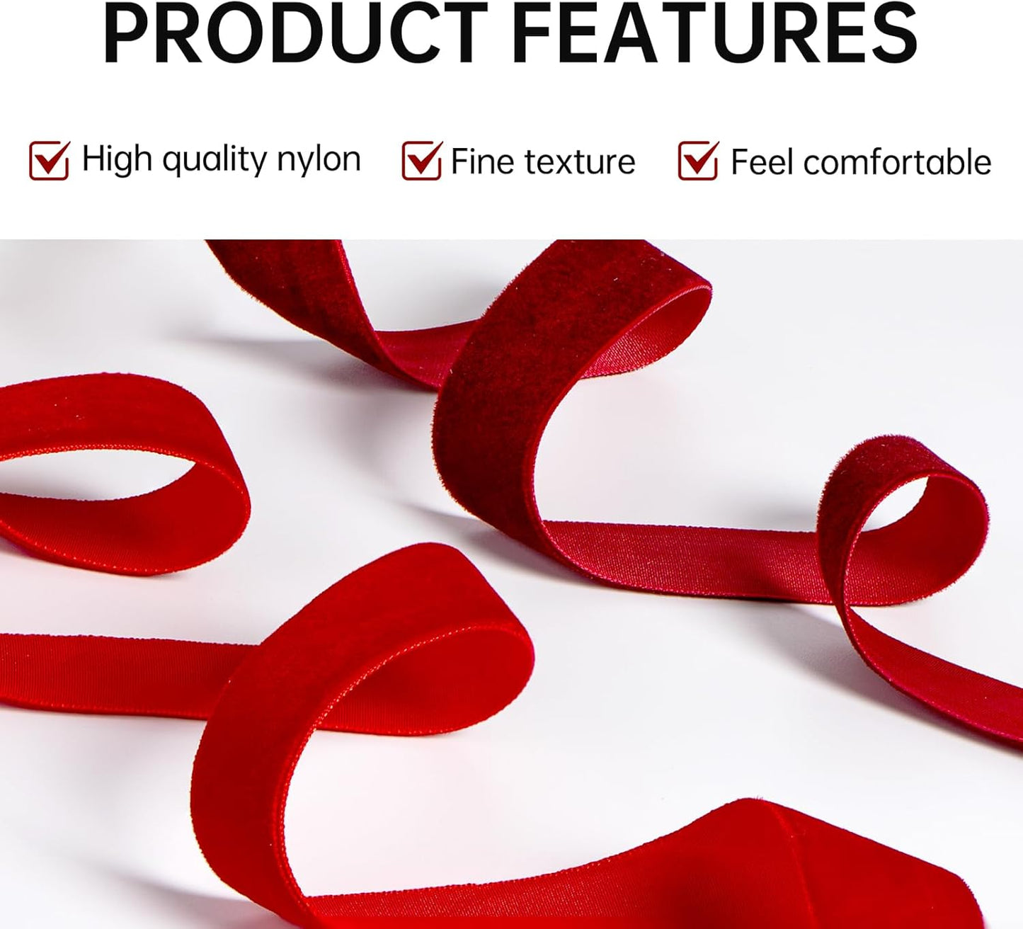 Red Velvet Ribbon 5/8'' 2 Rolls Total 30 Yards, Use for Gift Wrapping, Christmas Tree, Wreath Decoration, DIY Crafts (Burgundy, Dark Red)