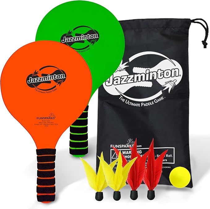 Jazzminton Select Paddle Ball Game with Carry Bag - Indoor Outdoor Toy - Play at The Beach, Lawn or Backyard - 2 Wooden Ra...
