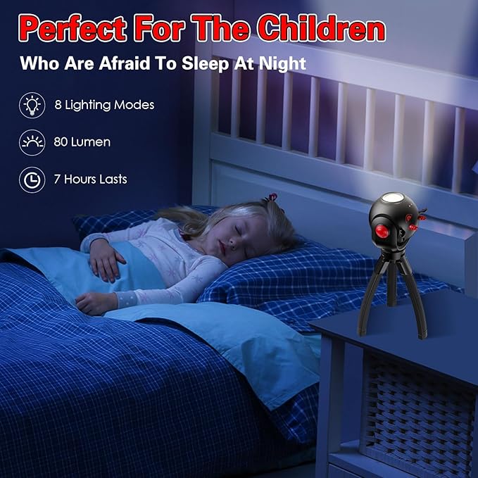 TOLYS Bat Kids Flashlight – Rechargeable LED Torch with 8 Color Modes, USB-C, Fun Flashlight for Boys & Girls, Perfect for Parties, Camping & Outdoor Adventures