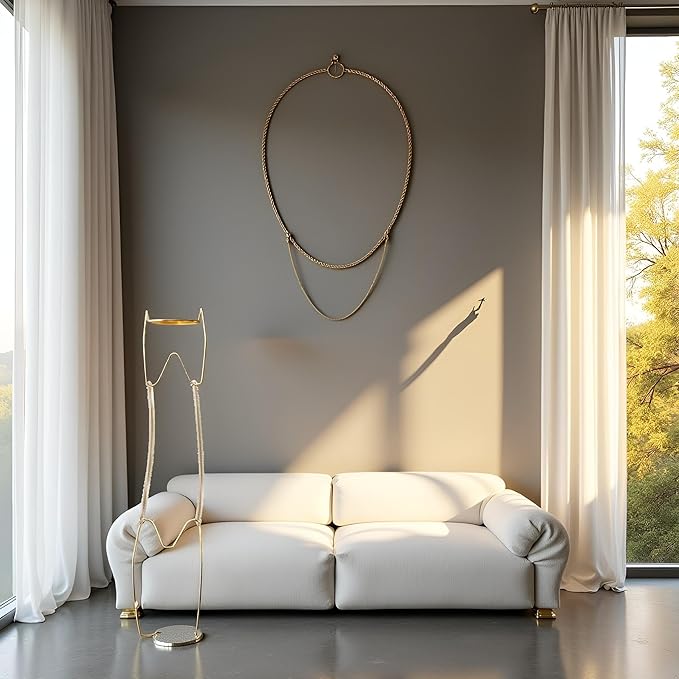 Gold Plate Dish Hanger Dismountable Wall Display Securing Clip W Type Dish Spring Holder Invisible Hook Home Decor Vertical Plate Holders (14 Inch)