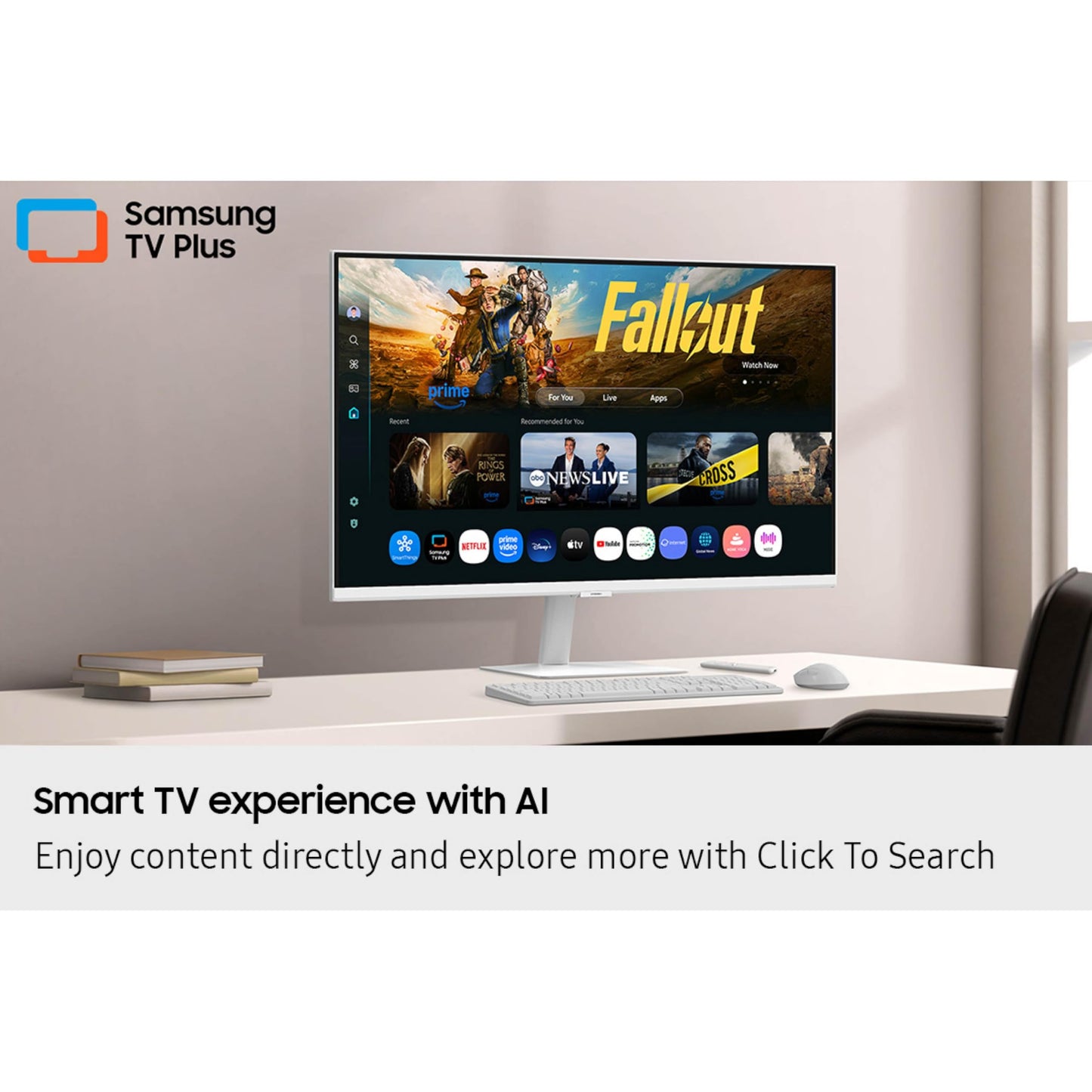 Samsung 32    Smart Monitor M7 (M70F) 4K Uhd Display, Samsung Vision Ai, Smart Tv Apps, Gaming Hub, Usb-C, Hdmi And Usb-A, White