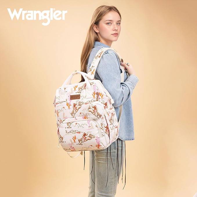 Montana West Wrangler Diaper Bag Backpacks Western Backpack Purses Multi-function Baby Bags for Mom with Waterproof Changing Pad & Pacifier Case