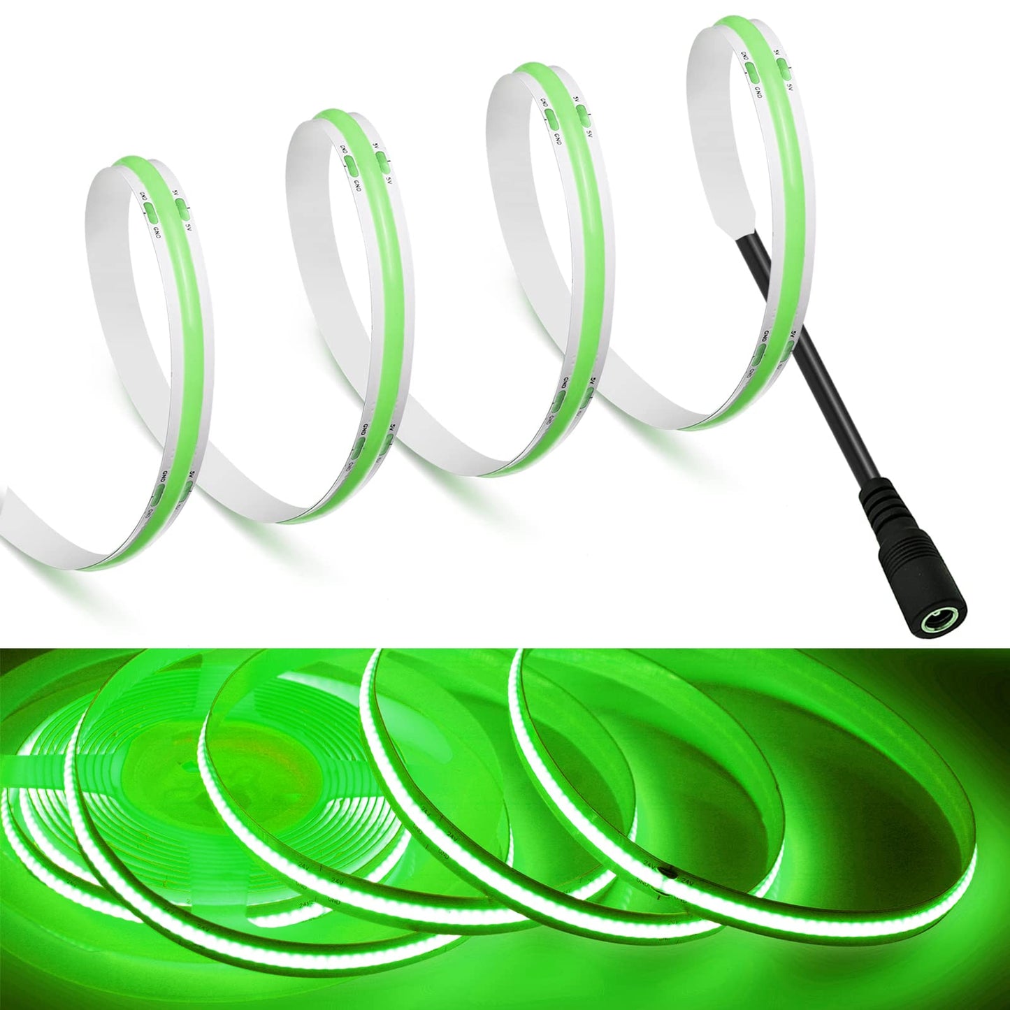 MDee COB LED Strip Lights, 13.12ft/4m, DC 12V, Green, 320 LEDs/m, CRI 90+, Flexible for Indoor and Outdoor Décor
