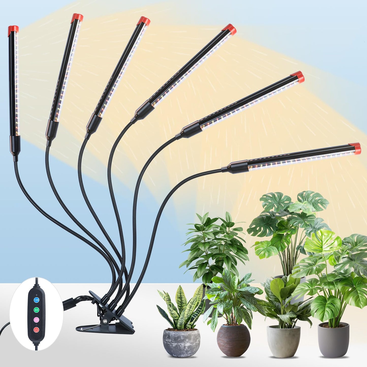 Gamechanger! 54W  Not 15W  6Head Strong Clip Grow Lights For Indoor Plants With Timer  Best Gift For Plants Lover  Led Plant Growing Lamp For Houseplants  Bonsai  Seed Starting  Seedlings  Veg  Flower