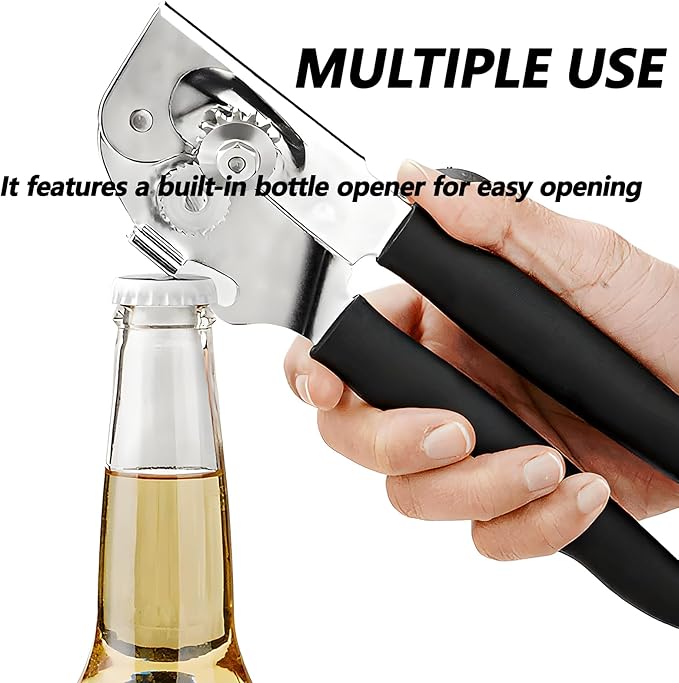 Commercial Can Opener, RICKUNCL Hand Crank Can Opener with Magnet, Comfortable Extra-long Handles, Oversized Knob, Professional Ergonomic & Easy for Big Cans