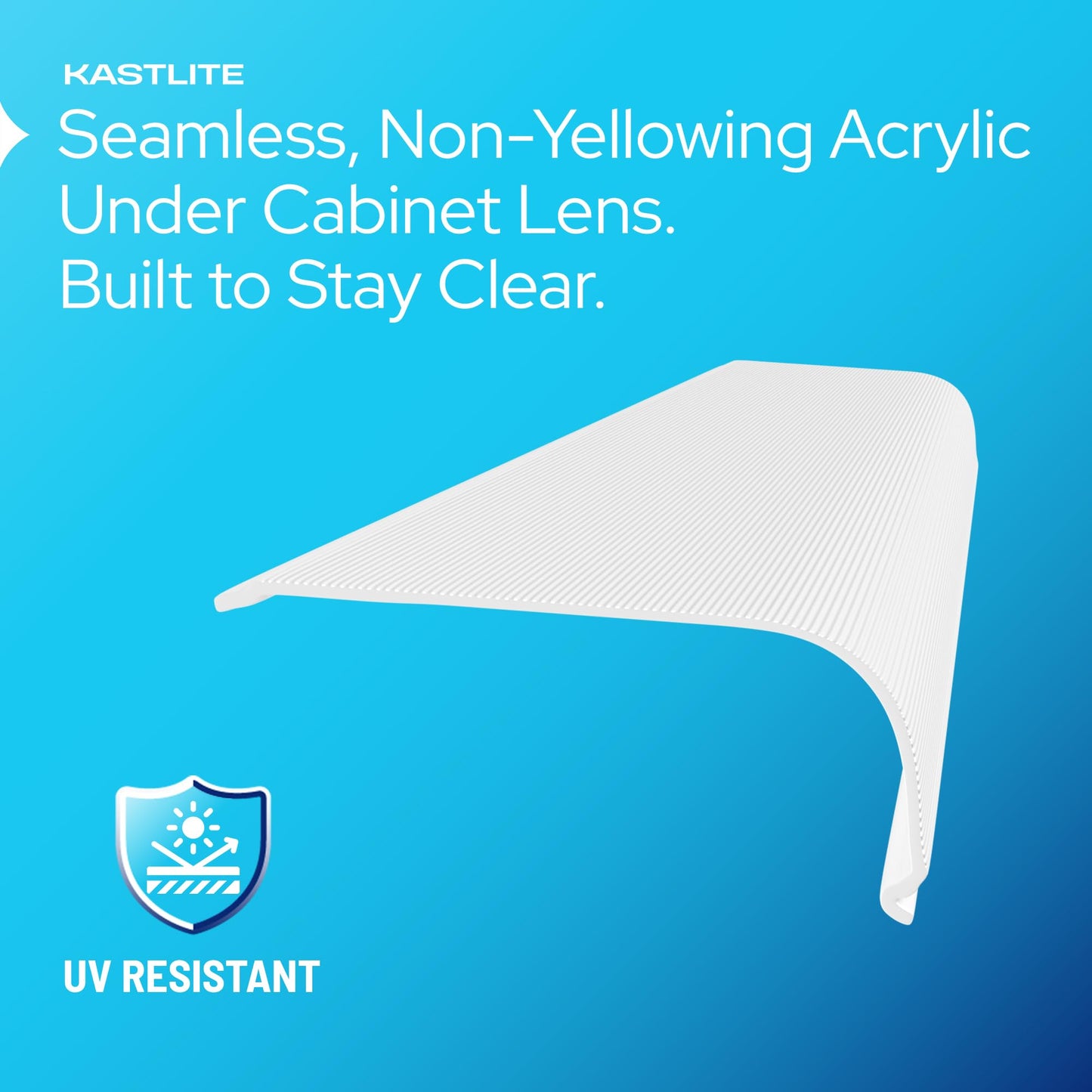 KASTLITE Curved Under Cabinet Light Cover Replacement | White Ribbed Acrylic Undercabinet Lens Diffuser | 42-3/8"L x 2-7/8"W x 1" H | Under Counter Lights for Kitchen, Bathroom & Vanity | Shape H