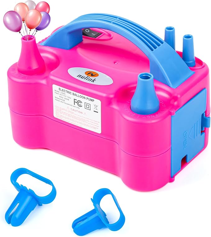 Nulink Electric Balloon Pump, Portable Electric Balloon Blower Machine Balloon Air Pump Dual Nozzle 110V 600W Balloon Infl...