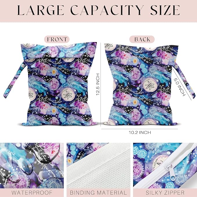 Wet Bag for Swimsuit, Beach Travel Essentials Wet Dry Bag, for Sunscreen Toiletry Dirty Clothes Yoga Gym Diaper, Friends Summer Beach Vacation Gifts. Colorful jellyfish