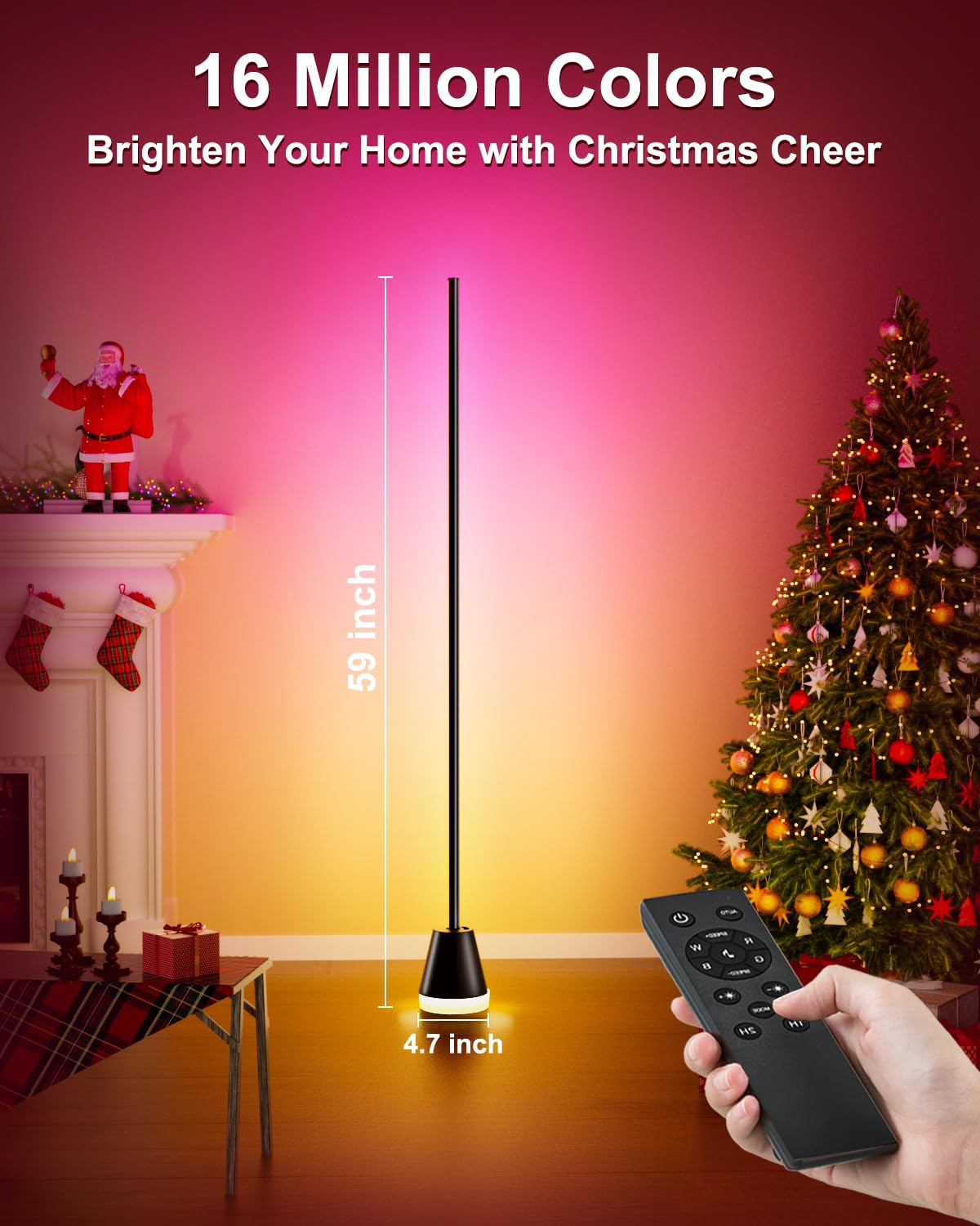Keepsmile Smart RGB LED Floor Lamp, Music Sync, 16 Million Colors, Matte Black, Model HX-818, 2 Pack