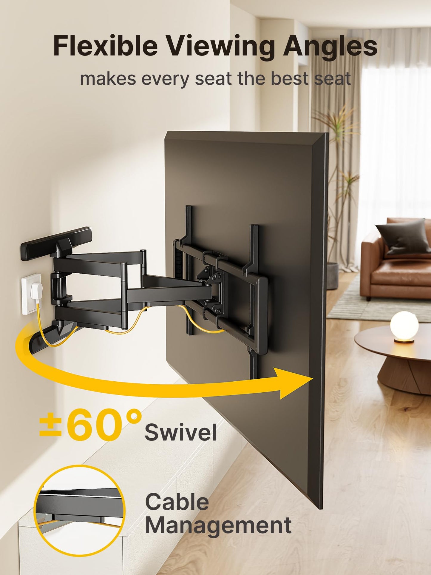 monTEK Full Motion TV Wall Mount for 43–95 Inch TVs, Pre-Assembled TV Mount with Tool-Free Tilt, Swivel, Extension, Max VESA 800 x 400mm and 132 lbs, 16″/18″ Wood Studs