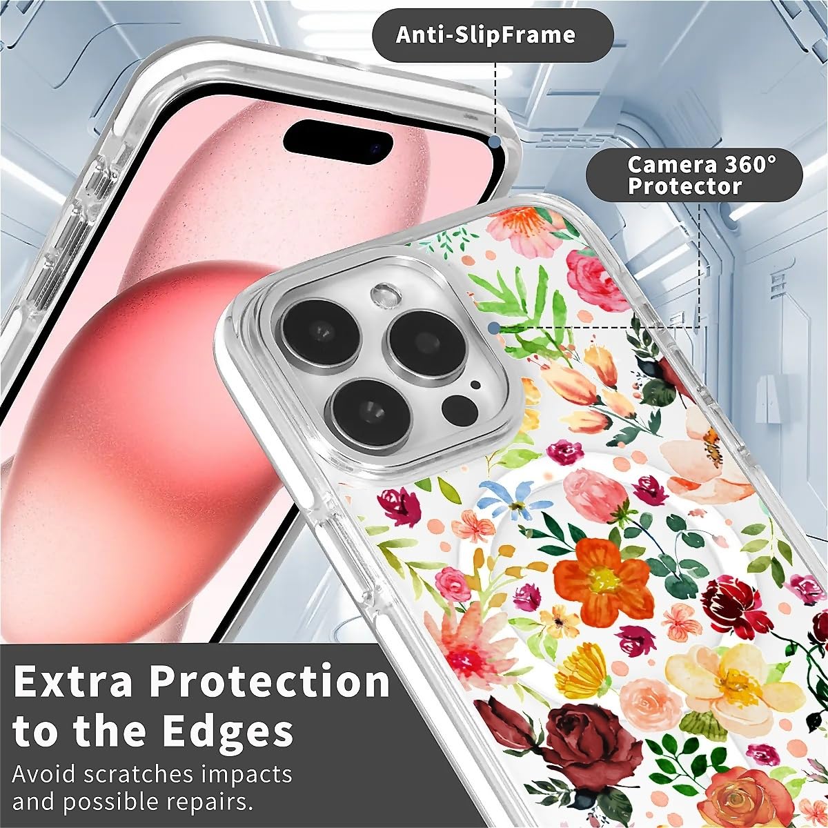 Okbuok For Iphone 14 Pro Max Case [Compatible With Magsafe],Girls Women Clear Magnetic Case Silicone Shockproof Protective Cover