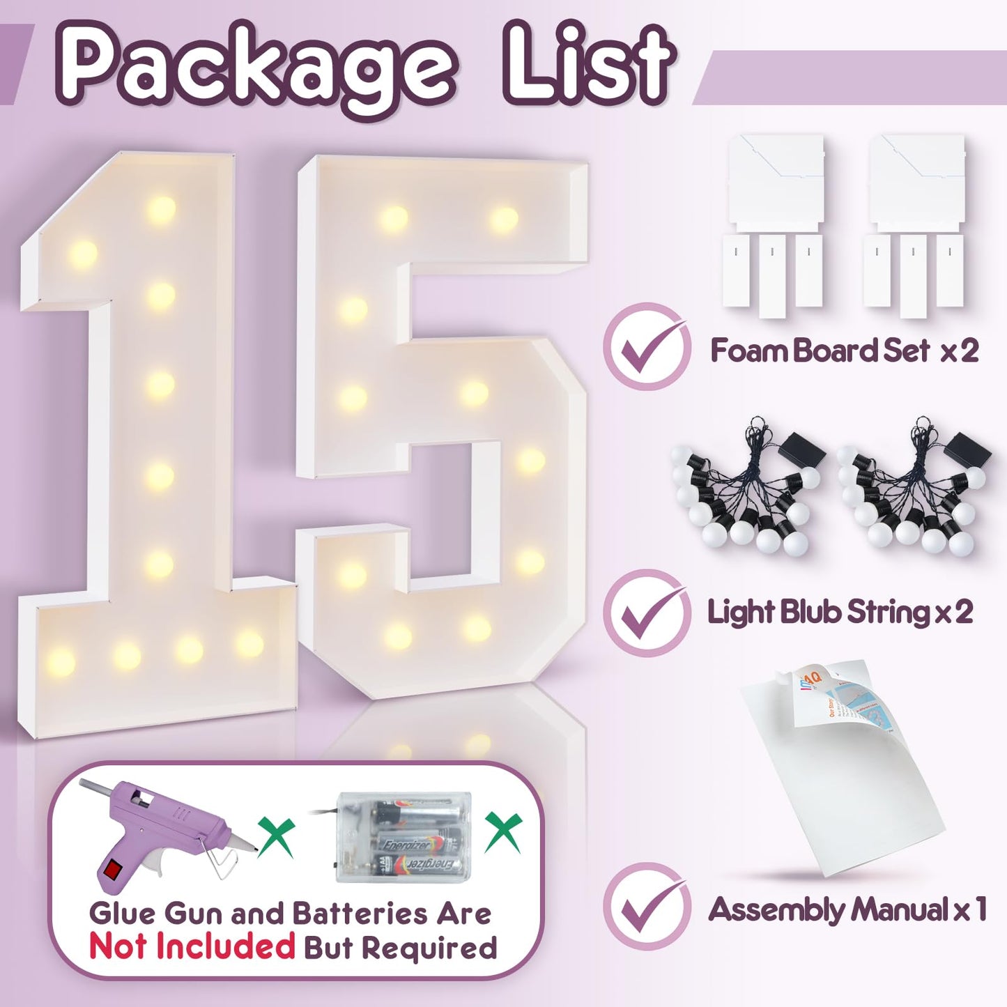 Bugame Light Up Numbers 4FT, Number 10 Light Up Sign Marquee Numbers 4 Feet Tall, Large 10 Marquee Number for 10th Birthday Party Decorations Mosaic Número