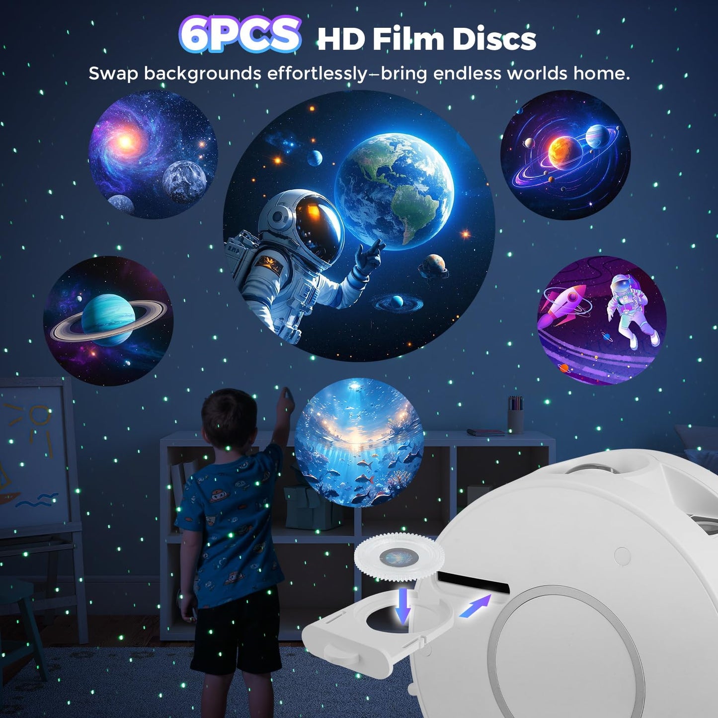 Smart Star Light Projector Galaxy Projector With 6 Projection Slide Smart App & Voice Control Rotatable Galaxy Lamp With 24H Timer And 37 White Noises Cloud Light Gift For Kids Room Decor(White)