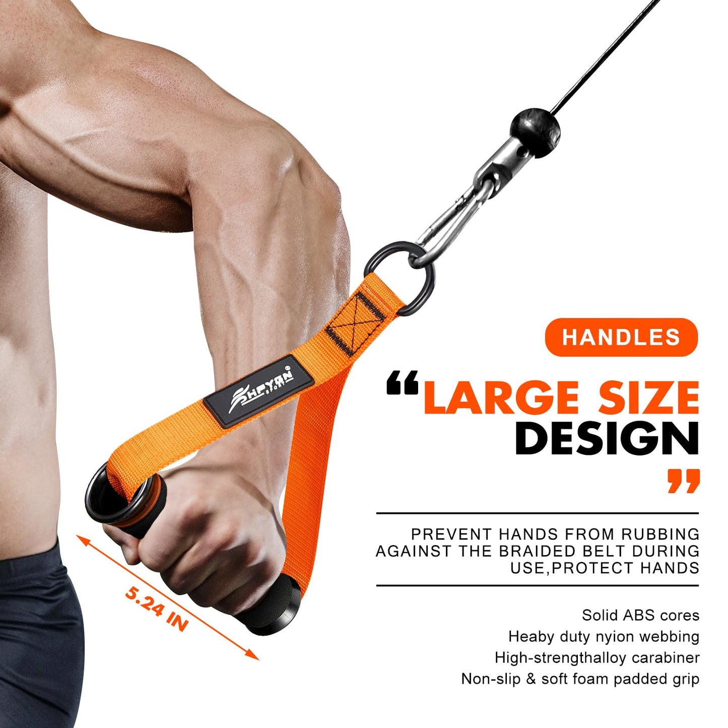 HPYGN Exercise Handles, Gym Replacement Handle Attachments for Cable Machine Pulleys, Resistance Band and Strength Trainer, Pull Down Workout Accessories, Home Gym Add On Equipment