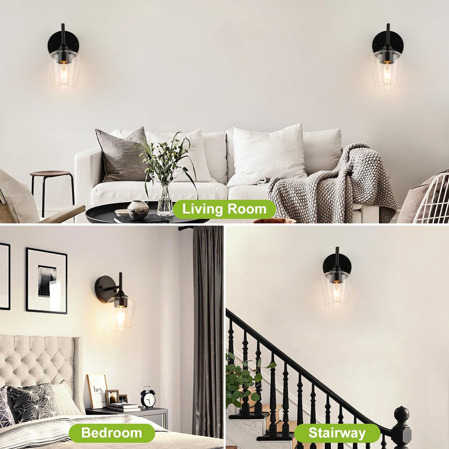 Foucasal Industrial Wall Sconces Black Bathroom Vanity Light Fixtures  Indoor Wall Mounted Lamp Modern Sconces 1-Light Wall Lighting For Bedside Bedroom Doorway