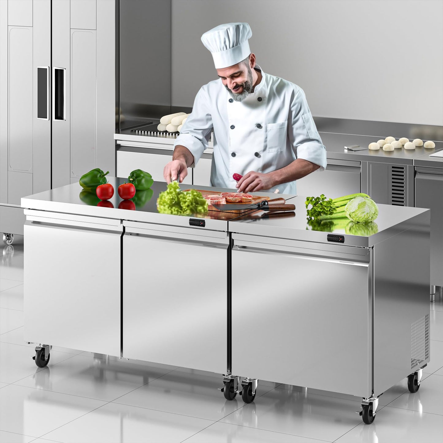 Rockitch 29" W Commercial Undercounter Freezer, 6.7 Cu.ft Single Door Worktop Under Counter Freezer, Stainless Steel Commercial Kitchen Freezing Equipment for Restaurant, Bar, Shop, etc.