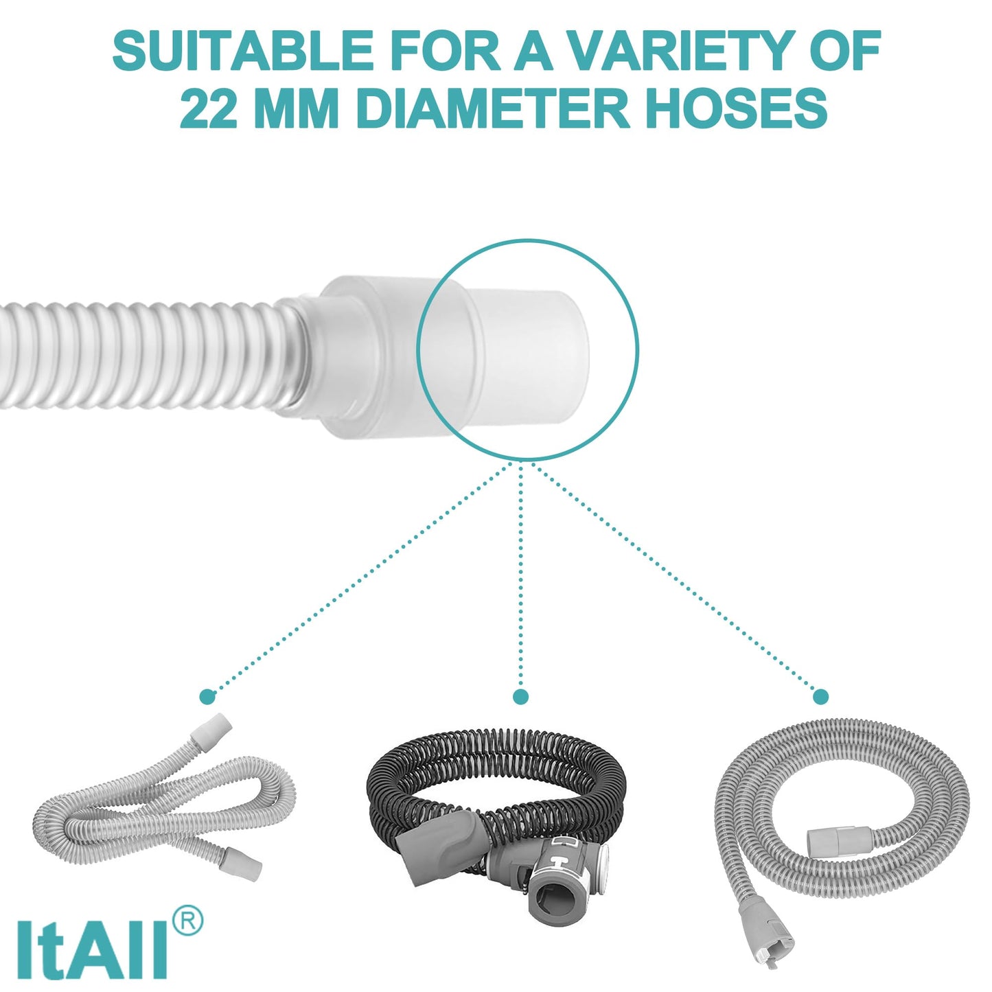 2PCs Replacement Tube for Respironics Wisp, FSA HSA Eligible, Short Tube with Improved Quick Release & Swivel Design, Added Flexibility & Lower Noise，ItAll Supplies for CPAP Users