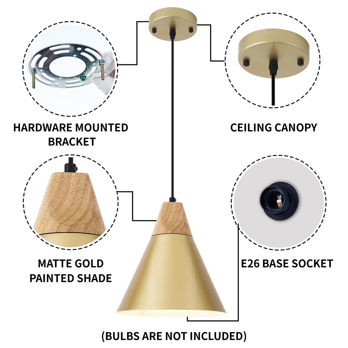 Sesiment Farmhouse Pendant Light 2 Packs 9.4Inches- Gold Pendant Lighting  Industrial Pendant Light  Kitchen Pendant Lights For Office  Bedroom  Living Room  Kitchen Island