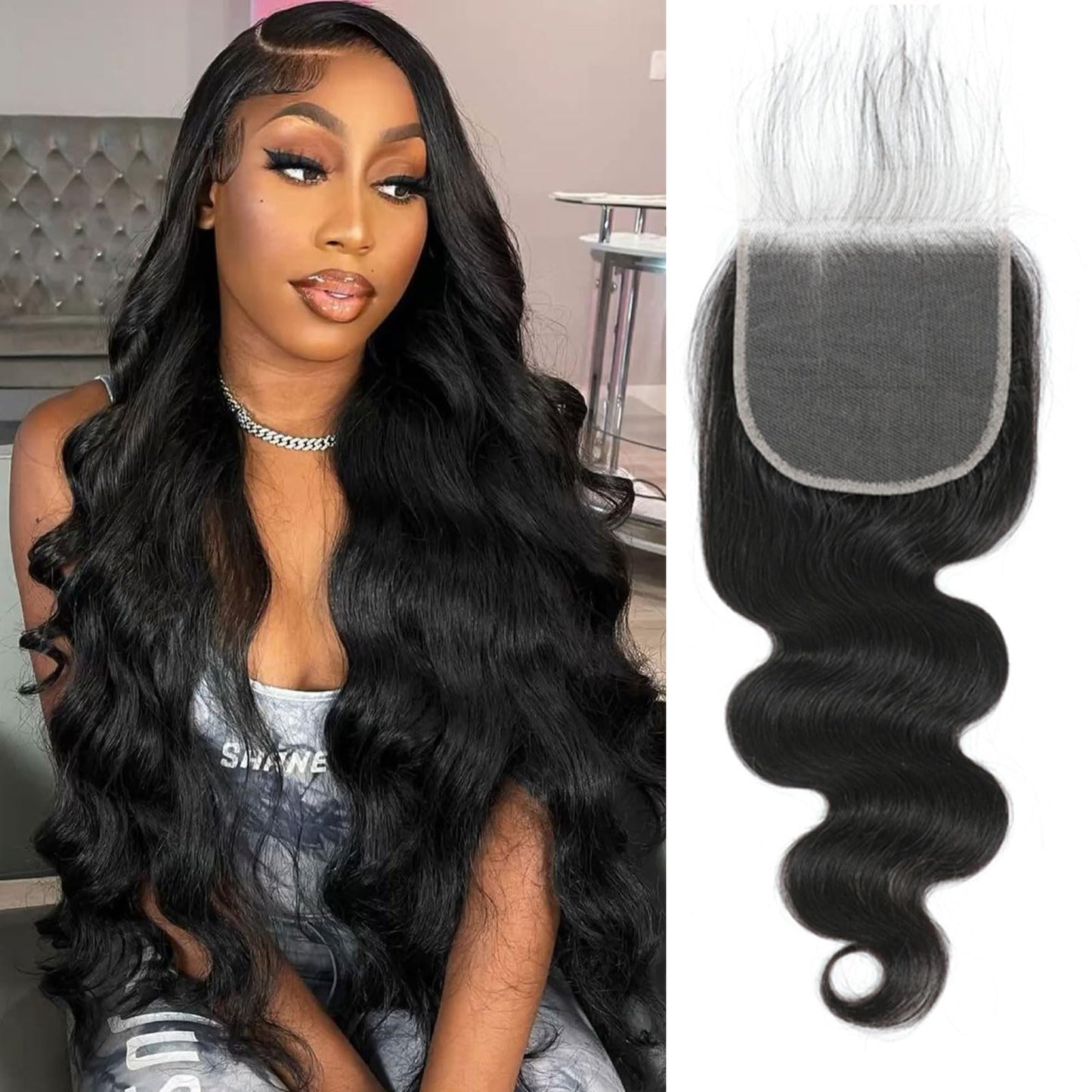 Hd Closure 5x5 Body Wave Transparent Lace Closure 16 Inch 12A Virgin Remy Human Hair Pre Plucked With Baby Hair Natural Black