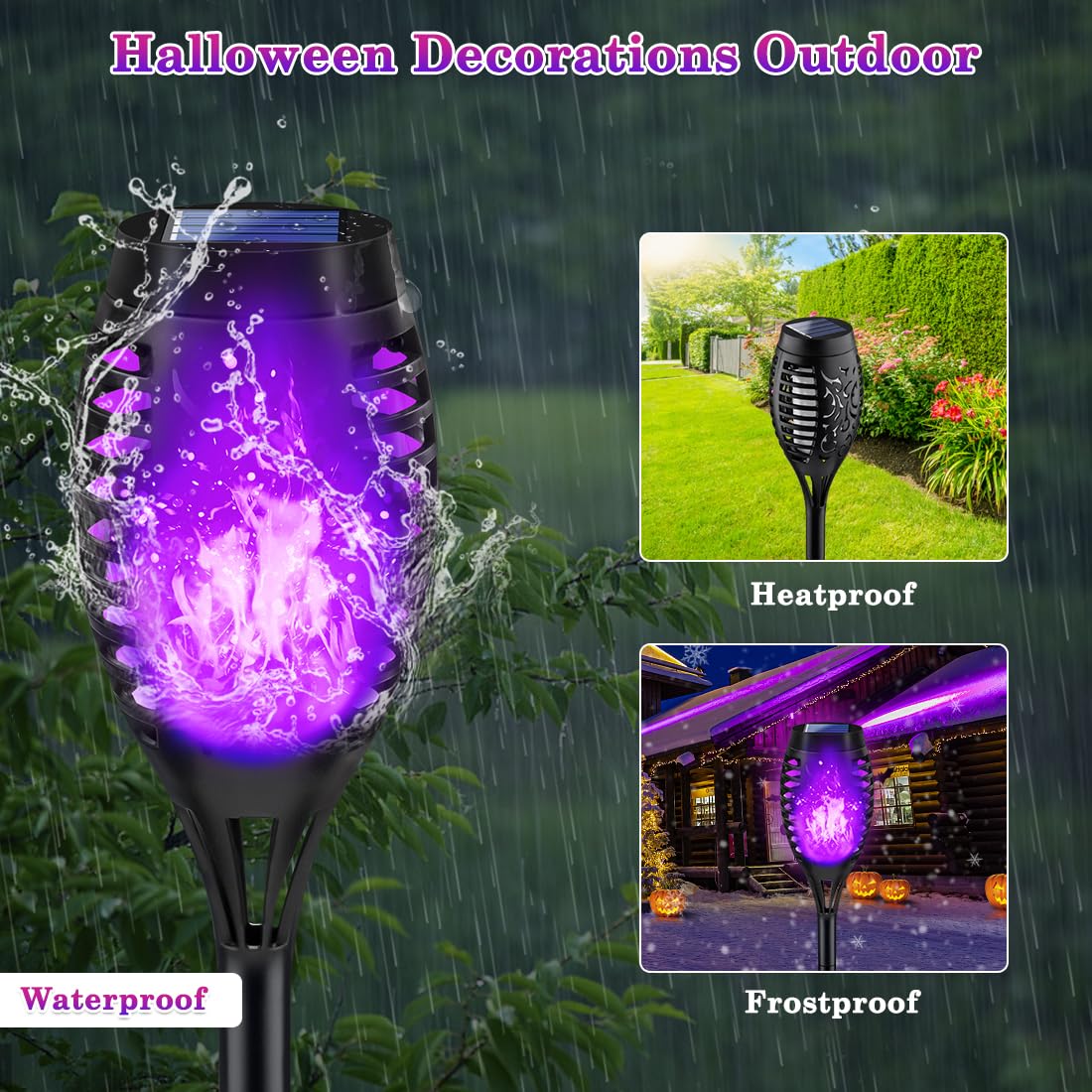 LNRYY Solar Torch Lights - 12Pack Purple Outdoor LED Halloween Decorations