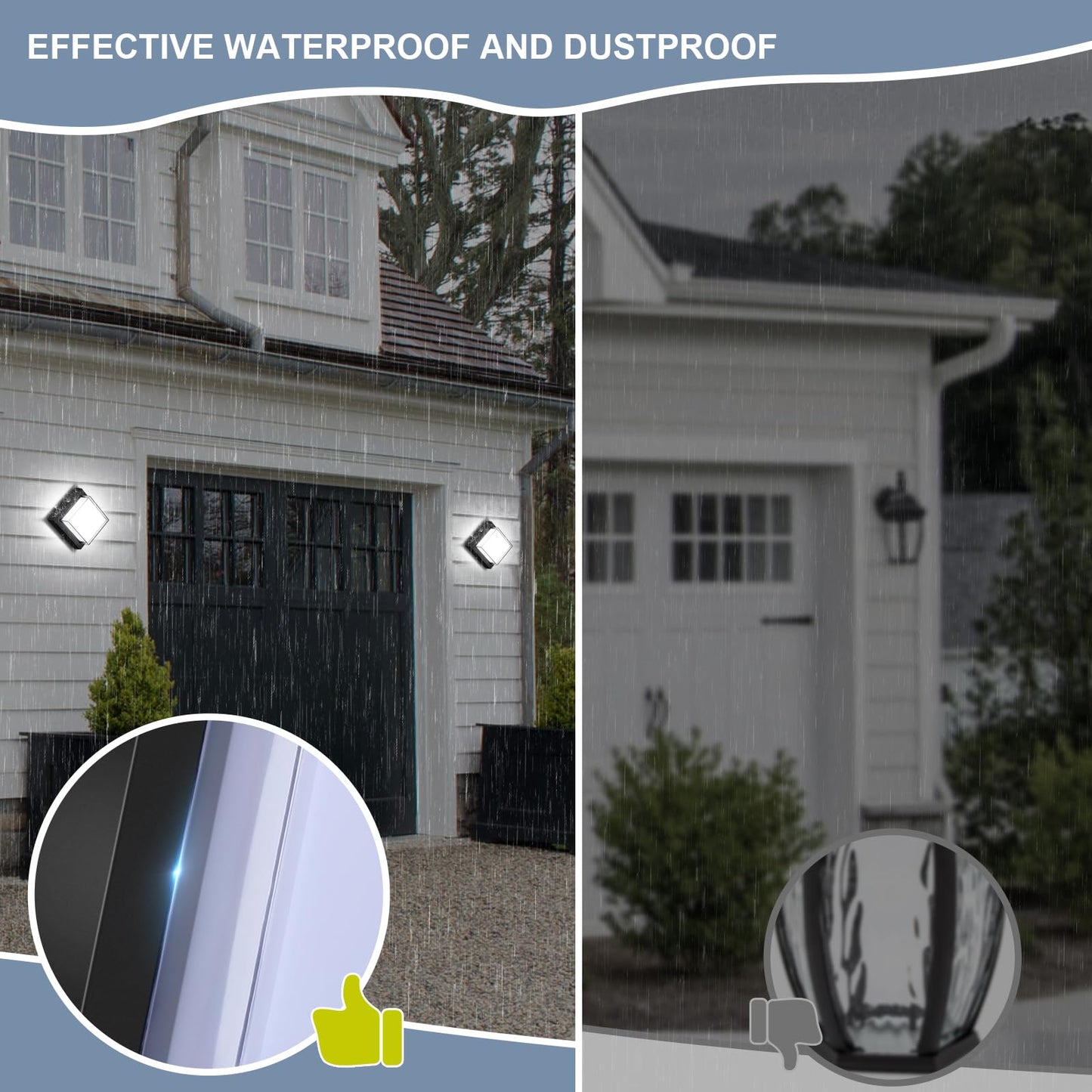 Biritalo Led Porch Lights 12W 6500K Outdoor Wall Lighting Double-Layer Cover Aluminum Exterior Light Fixture Ip65 Waterproof For Patio Stairway Garage Bedroom