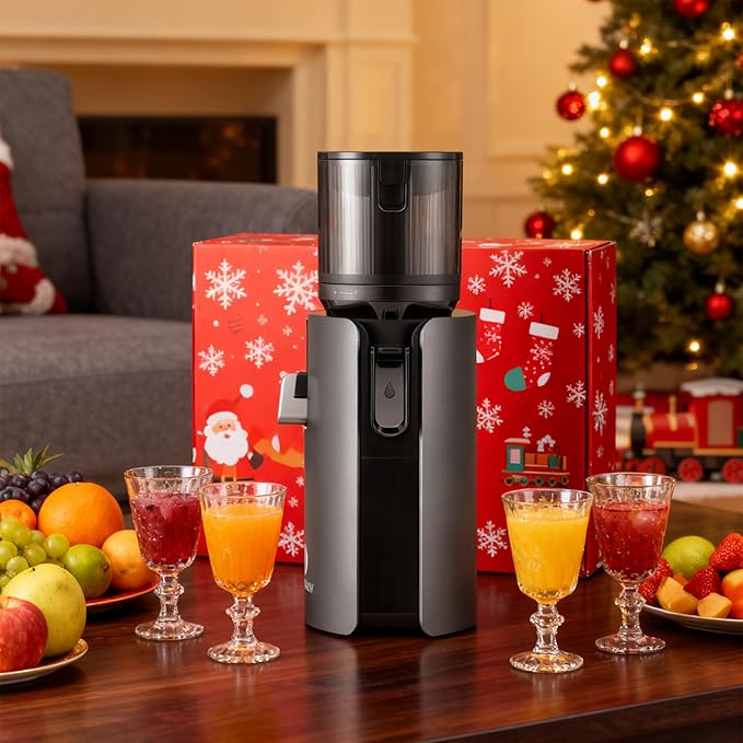 Cold Press Juicer, Juicer Machines with 4.7" Wide Feed Chute for Juice Extractor, Slow Masticating Juicer for Whole Vegetables & Fruits, High Juice Yield, Easy to Clean (Black)