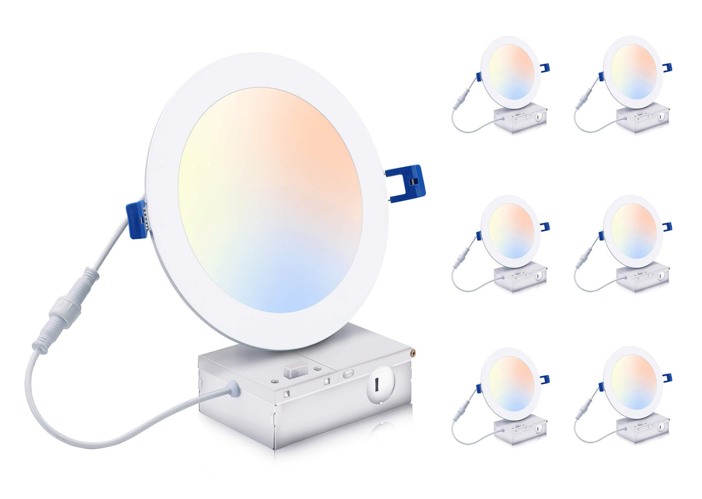 CLOUDY BAY Recessed Lighting 15W Dimmable LED Downlight 6 Inch Ultra Thin IC Rated 3000K/4000K/5000K White, Model LJD