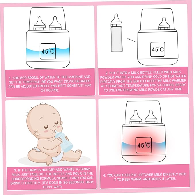 Baby Bottle Warmer ＆ Steriliser Temperature Adjustable Portable Bottle Warmer Remote Control Baby Food Heater with LCD Display for Breastmilk or Formula, Style 2
