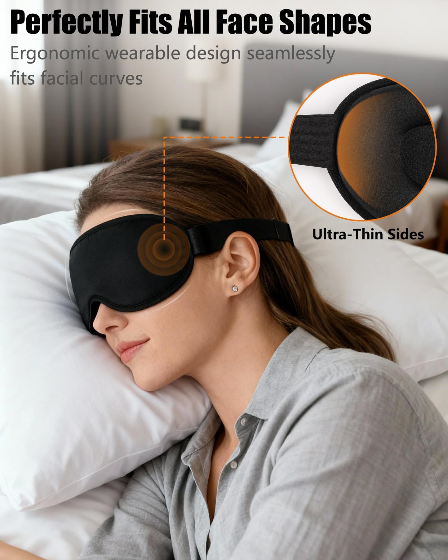 lulir Sleep Mask for Side Sleeper Men Women, 100% Blackout Sleep Mask, Zero Eye Pressure 3D Sleeping Mask, Ergonomic Design and Breathable, Suitable for Travel Yoga, Black