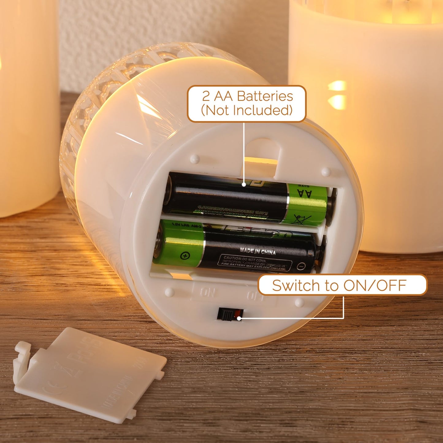 Girimax Clear Glass Flameless Candles with Remote, Real Wax Flickering Battery LED Pillar Candles Set of 3