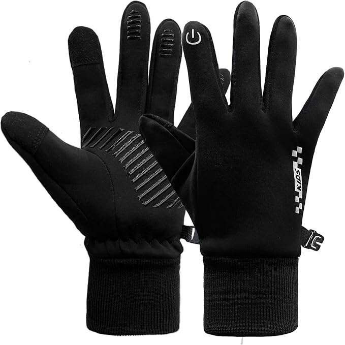 lifwimner Kids Winter Cycling Gloves Touchscreen Thermal Fleece Sports Gloves for Boys Girls Anti-Slip Outdoor Gloves for ...